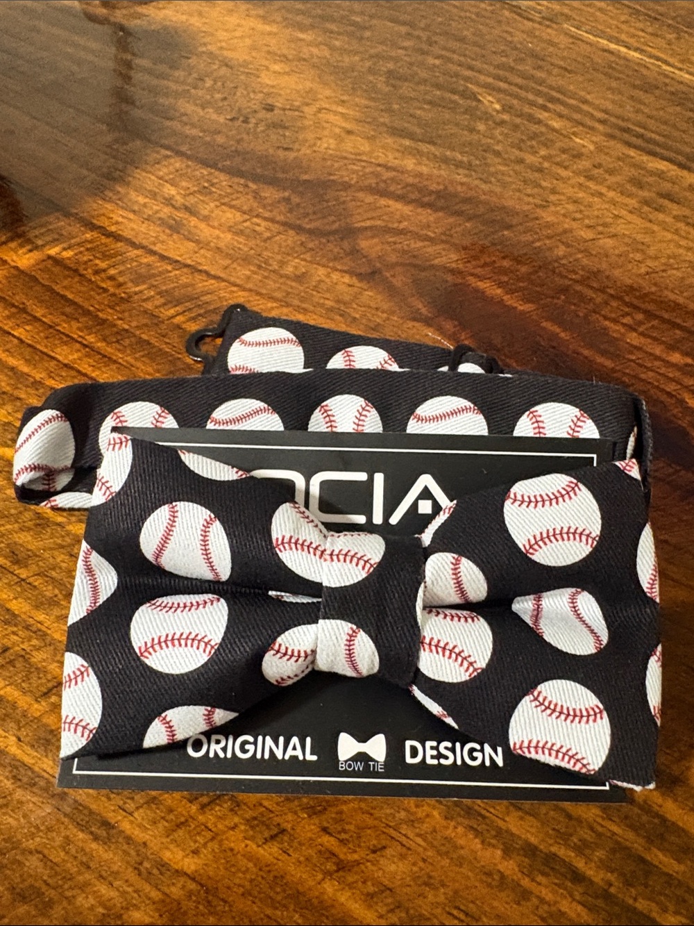 Youth/Kids Black Baseball Print Bow Tie (NWT)